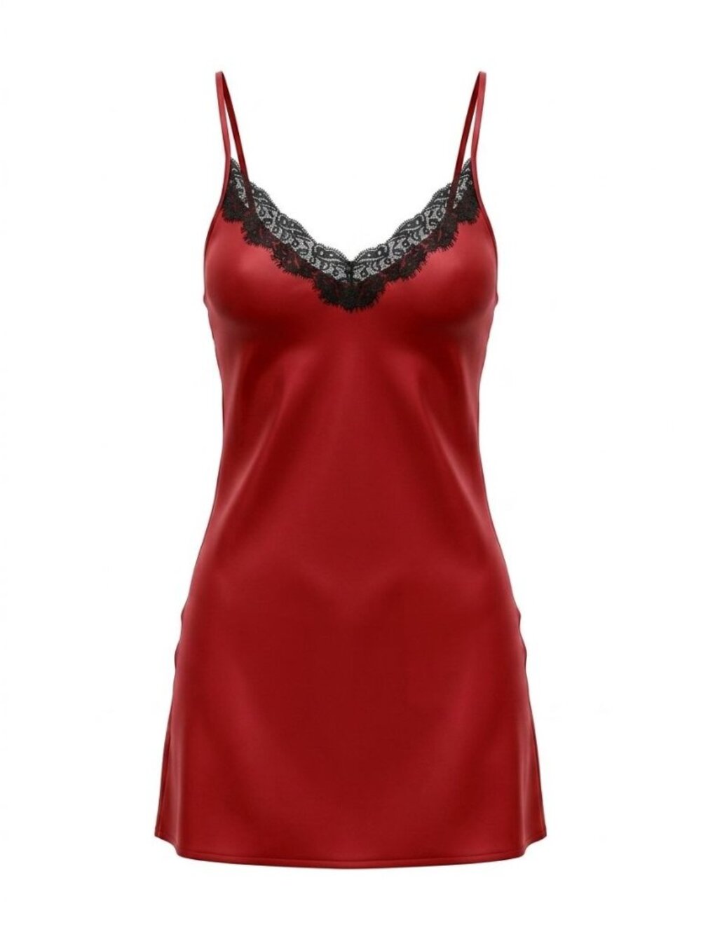 NWT Linea Donatella Satin Lace Slip Dress Sz XL Red Black Lingerie Nightgown